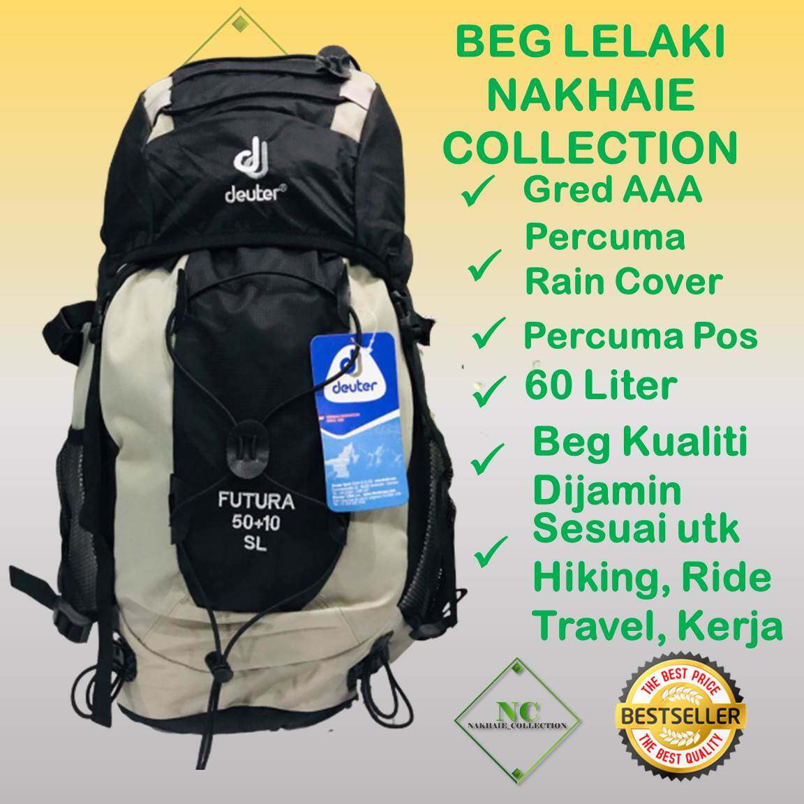 READY STOK [BEG LELAKI NAKHAIE COLLECTION DEUTER FUTURA 60 LITER