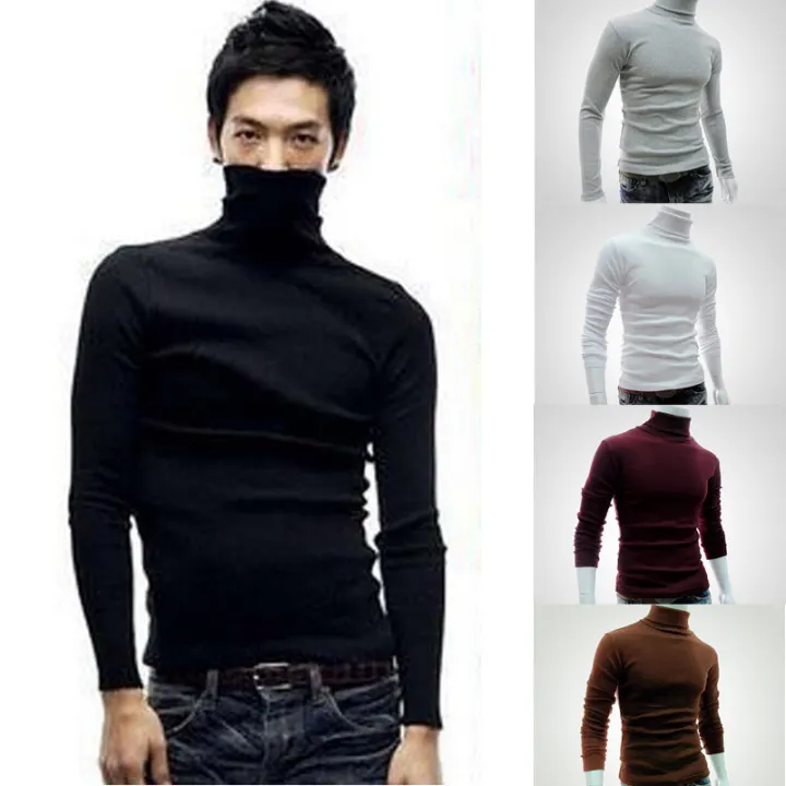 mens white turtle neck jumper