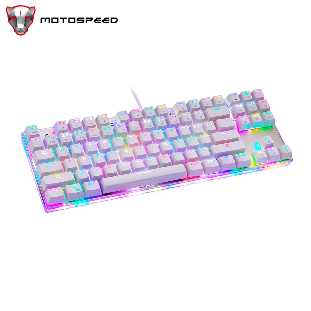 MOTOSPEED K87S Mechanical Keyboard Gaming Keyboard USB Wired Gaming Keyboard Customized LED RGB Backlit with 87 Keys Blue/Red Switch