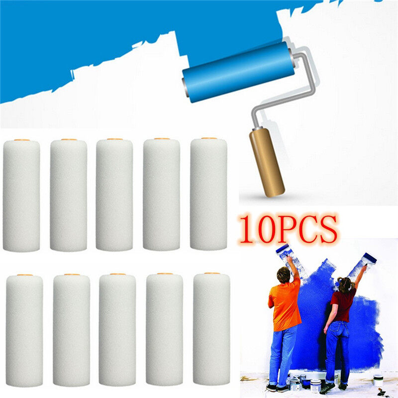 10Pcs 100Mm Mini lăn sơn Trắng Bền Bọt lăn sơn Tay Áo Nạp sơn thủ công con lăn xốp Trang trí Nghệ Thuật Bộ dụng cụ vẽ tranh