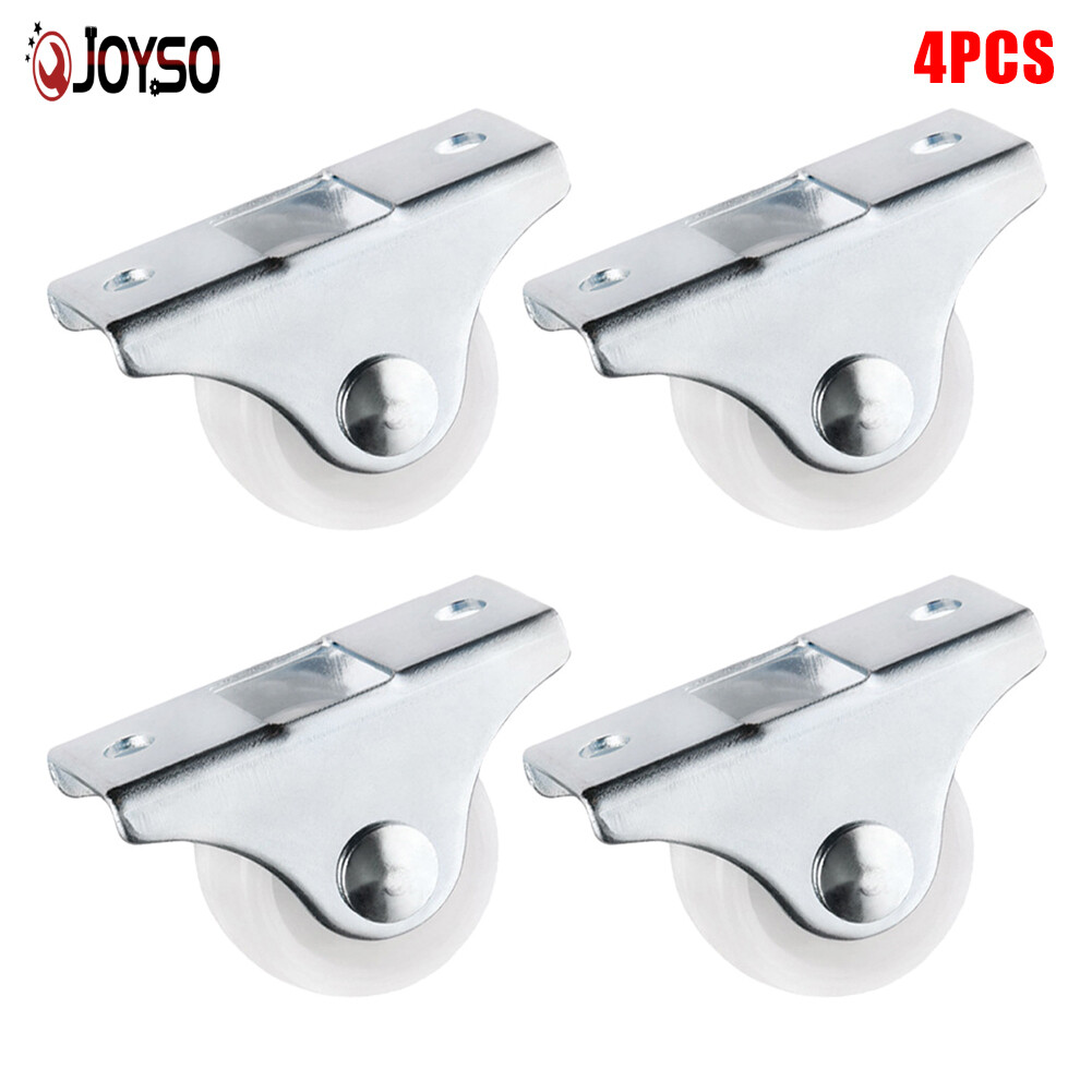 JOYSO White Rail Fixed Casters Small 1-Way Wheel Furniture Plastic Directional Wheel Wear-resistant