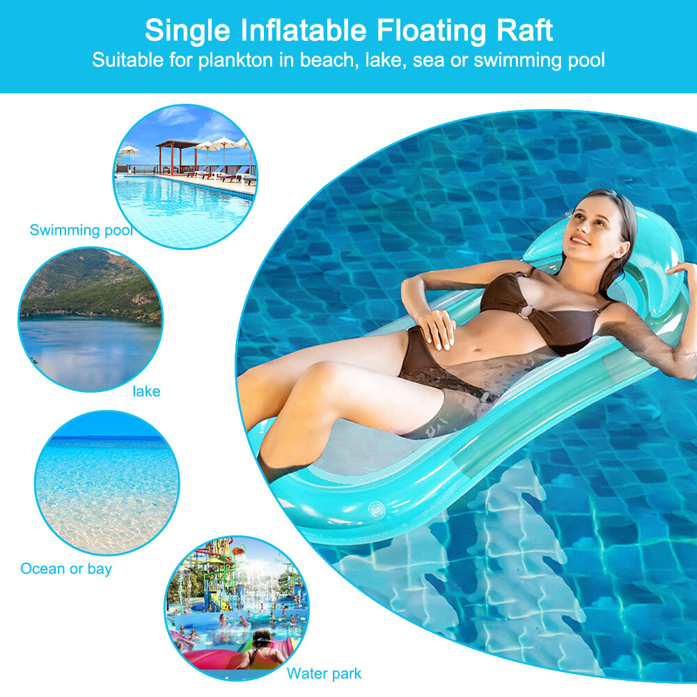 PVC Inflatable Hammock Bed Foldable Water Floating Bed Leak Proof Nozzle Durable Waterproof Wear Resistant Swimming Pool Accessories