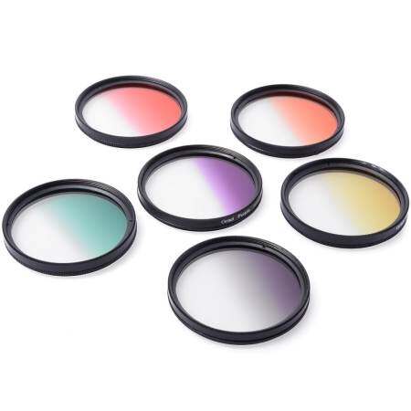 Graduated Orange Green Yellow Purple Grey Red Filters 58mm for Canon 650D LF349-SZ (Red)