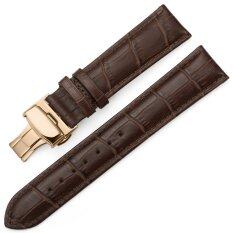 iStrap 13mm Calf Leather Watch Band Strap W/ Rose Gold Steel Push Button Deployment Buckle Brown Malaysia
