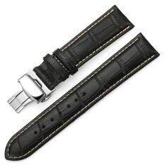 iStrap 21mm Alligator Grain Cow Leather Watch Band Strap W/ Butterfly Deployment Buckle Black 21 Malaysia