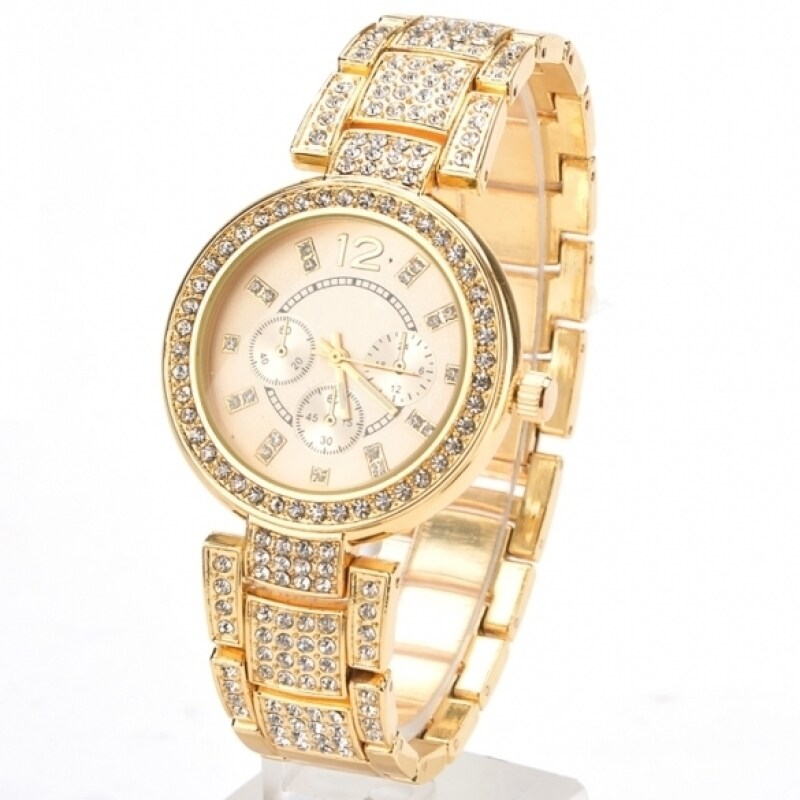 Nơi bán Jo.In Gold Silver Ladies Casual Dress of Quartz Crystal Wristwatch Rhinestone Watches (Gold)#