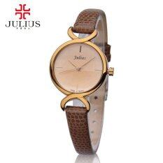 (100% Authentic) Julius Korean Fashion Model Classic BROWN Leather Strap Water Resistant Stainless Steel Back Watch JA-694E Malaysia