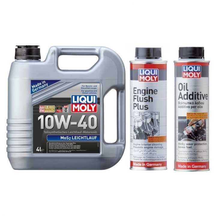 Liqui Moly Semi Synthetic MOS2 Leichtlauf 10W40 4L + Engine Flush 300ml