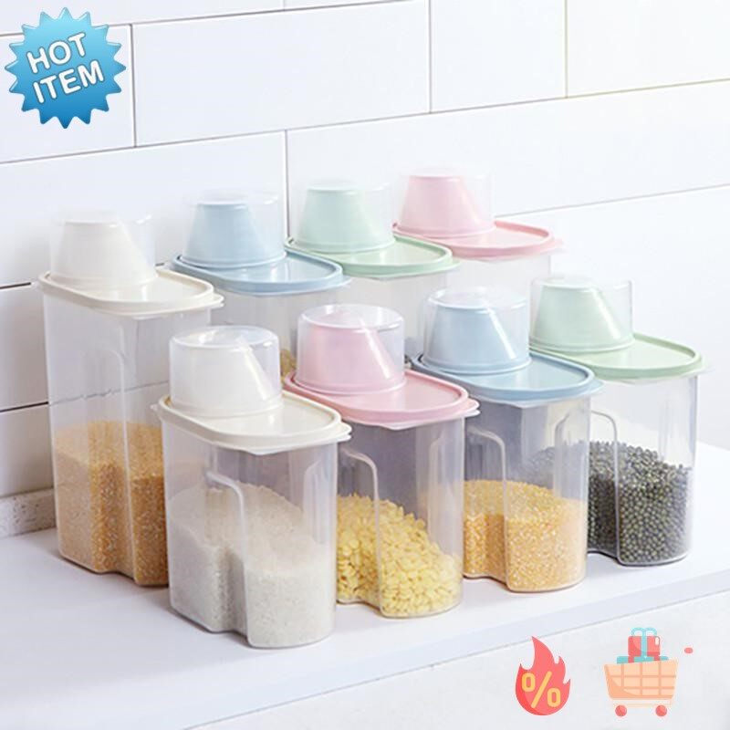 Food Storage Containers Kitchen Cereal & Dry Food Storage Dispensers Durable Plastic Storage Box For Cereal, Flour, Sugar, Coffee, Rice, Snacks, Pet Food