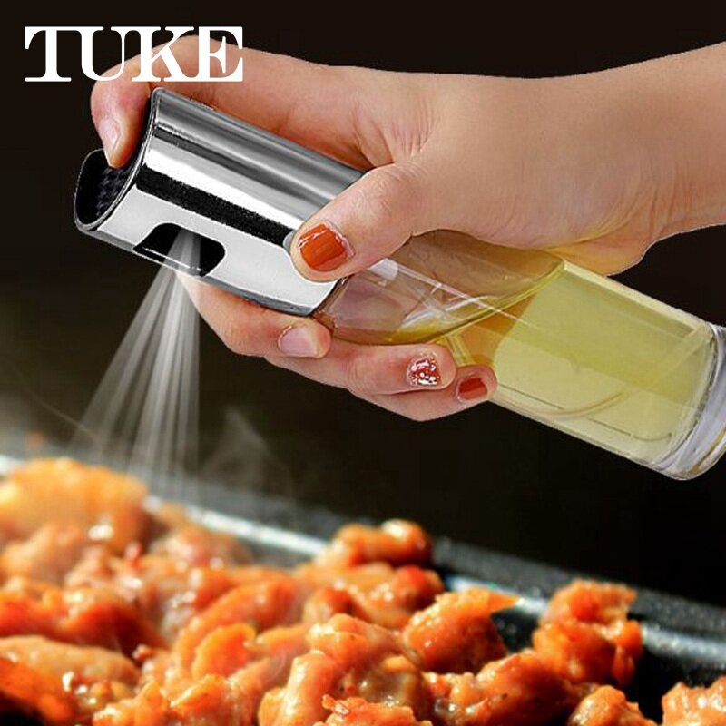 TUKE BBQ Baking Olive Oil Spray Bottle Vinegar Spray Bottles Water Pump Glass Gravy Boats Grill Sprayer Kitchen Tools Salad Transparent Oil Glass Sprayer Bottle