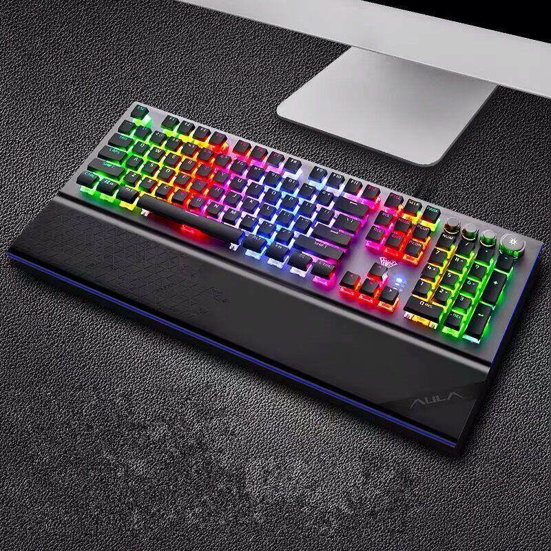 AULA L2098 FULL RGB Mechanical Keyboard Crystal Black/Blue Switch for PC Laptop Game Singapore