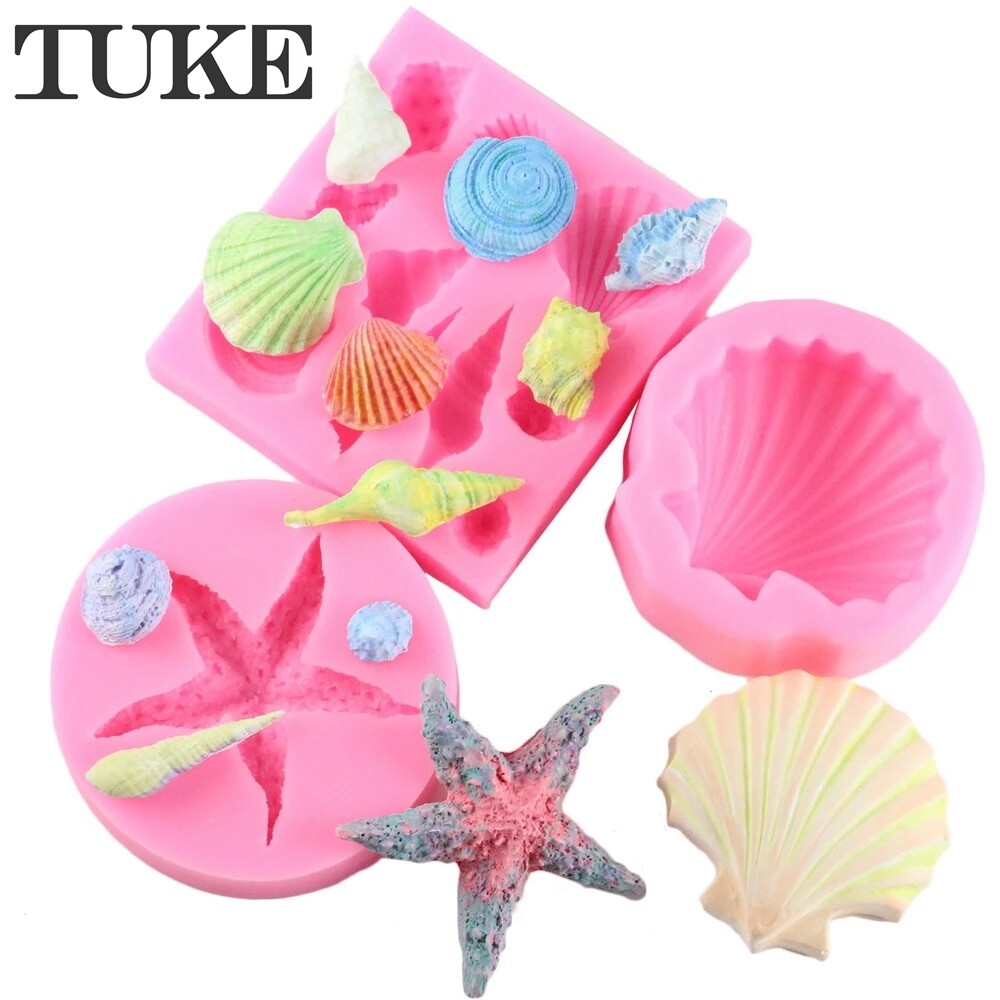 TUKE Sea Shell Seahorse Silicone Mold Cupcake Fondant Cake Decorating Tools DIY Starfish Anchor Chocolate Candy Soap Clay Molds
