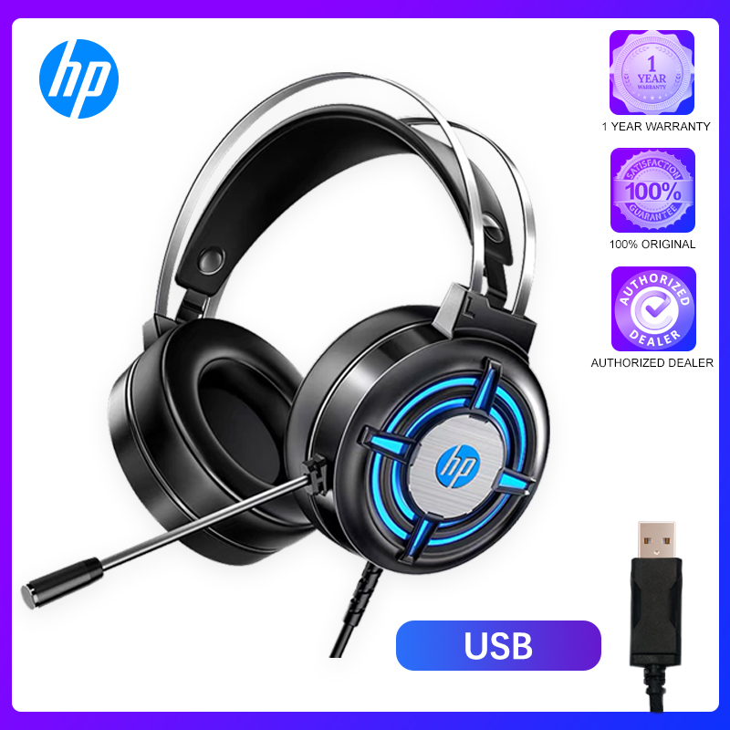 HP H120 Gaming Headset Heavy Bass Cool Lights PC Headphone With  Omnidirectional Folding Noise Canceling Microphone | Lazada Indonesia