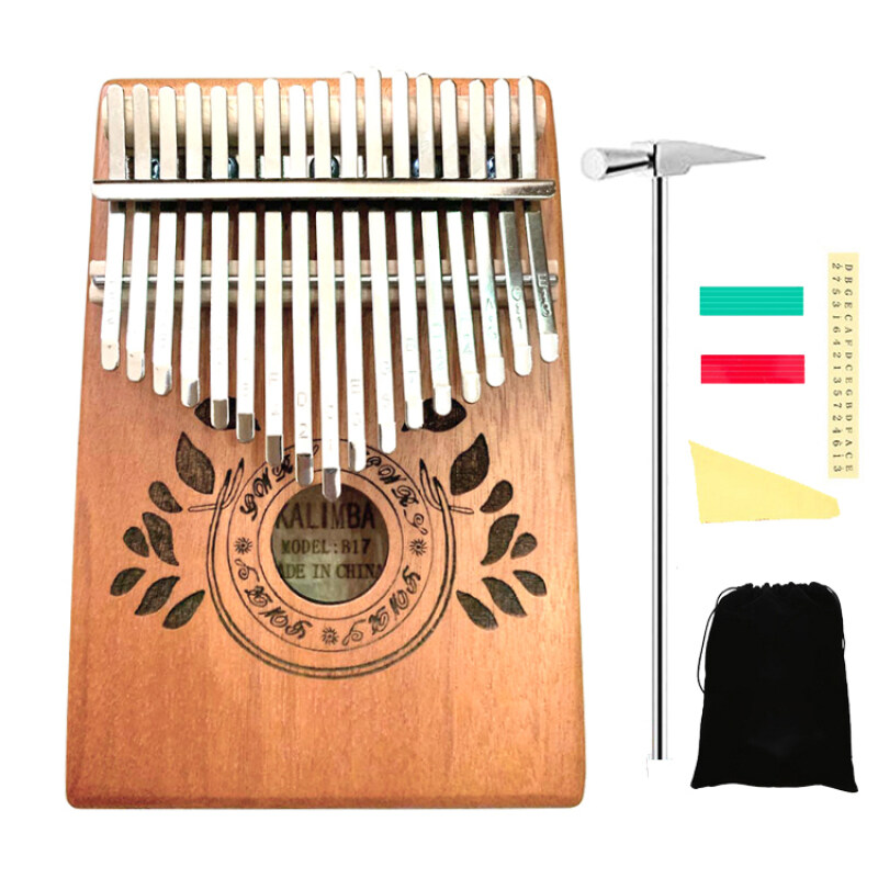 17 Keys Kalimba African Solid Mahogany and Golden Bamboo Thumb Piano Malaysia