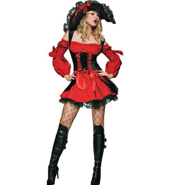Sexy Cosplay Costume Pirate Women'S Set Red Game Uniform Contains A Hat