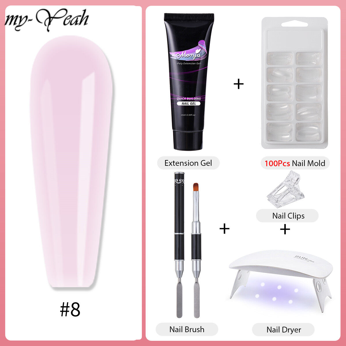 myyeah 5Pcs/Set Nail Art UV UV Builder Gel Nail Quick Extension Nail Tip Color Nail Tip French Nail Tip Form DIY Manicure Tool Set