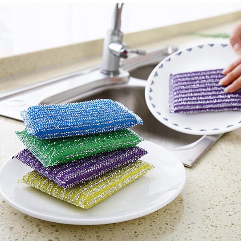 4pcs/lot Kitchen nonstick oil scouring pad oil cleaning cloth washing cloth to wash cloth towel brush bowl cloth sponge
