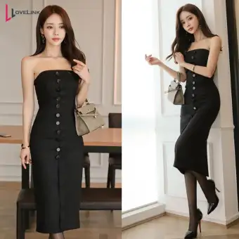 ladies black wrap dress
