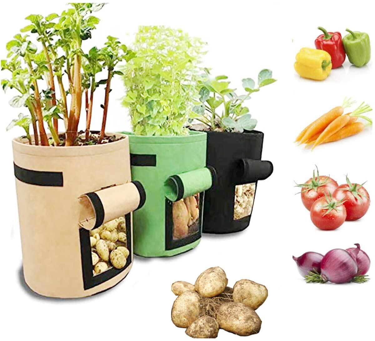 3, 7 Gallon（3 Color） Potato Grow Bag Thickened Nonwoven