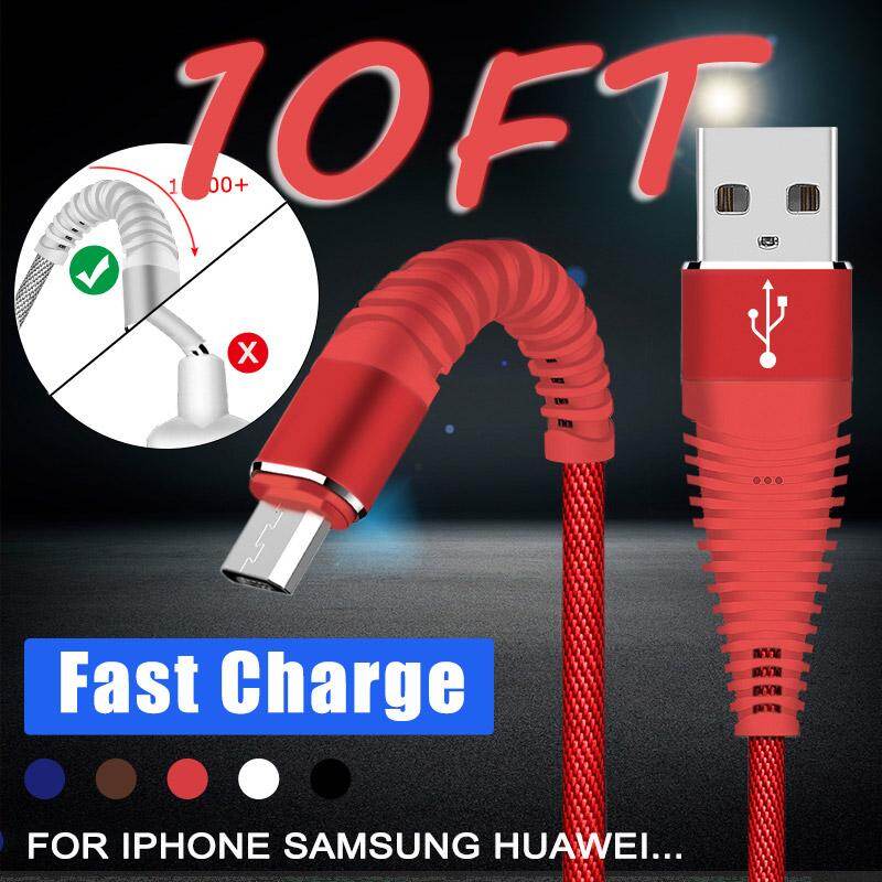 1/2/3M High Tensile USB C Cord Durable Braided USB Cables Fast Charging Micro Usb Type-C Lightning for Samsung VIVO OPPO Huawei iPhone iPad