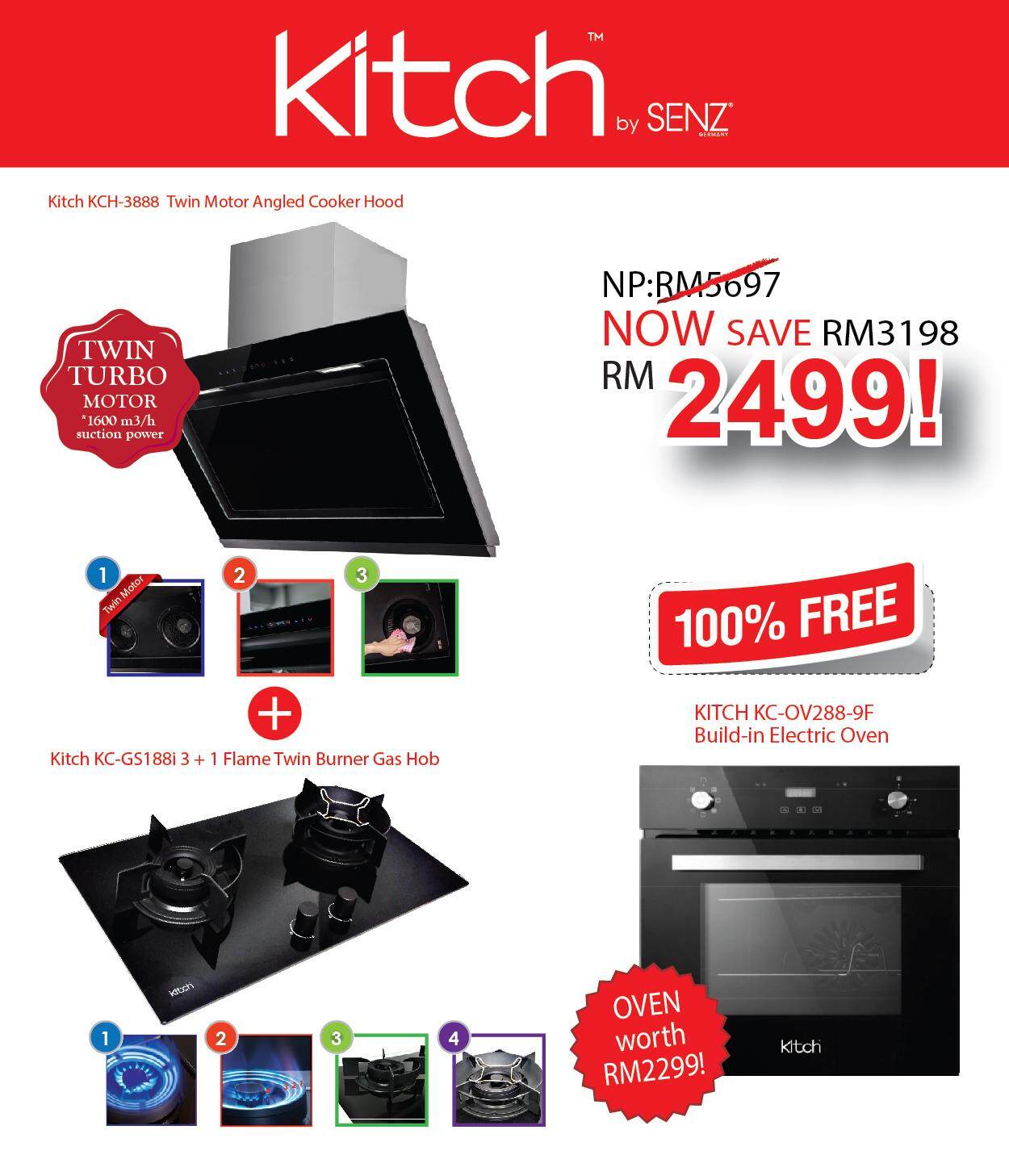 Range Hoods At Best Price In Malaysia Www Lazada Senz Kitch Kch 3888 Twin Motor Angled Cooker Hood Kc Gs188i 3