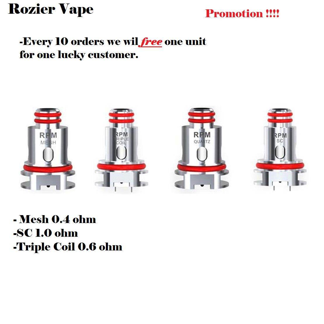 Smok Rpm Replacement Occ Coils Rpm40 Pod Rpm 40 Mesh 0 4 Ohm Triple Coil 0 6 Ohm Quartz 1 2 Ohm Sc 1 0 Ohm Rpm Rba And More Lazada