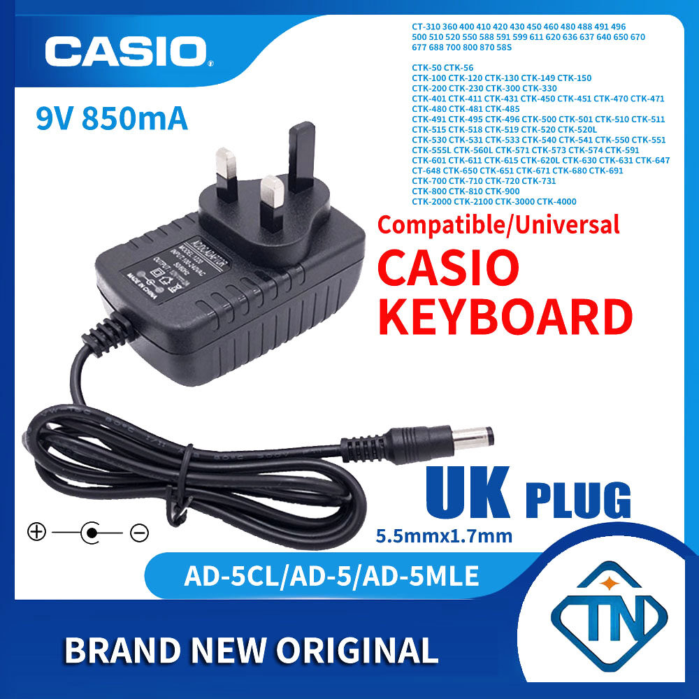 PK Power DC 9V AC/DC Adapter for Casio Keyboard CTK-710 CTK-720 CTK-800 CTK-810 CTK710 CTK720 CTK800 CTK810 Piano Power Supply Cord Cable Charger Mains PSU 