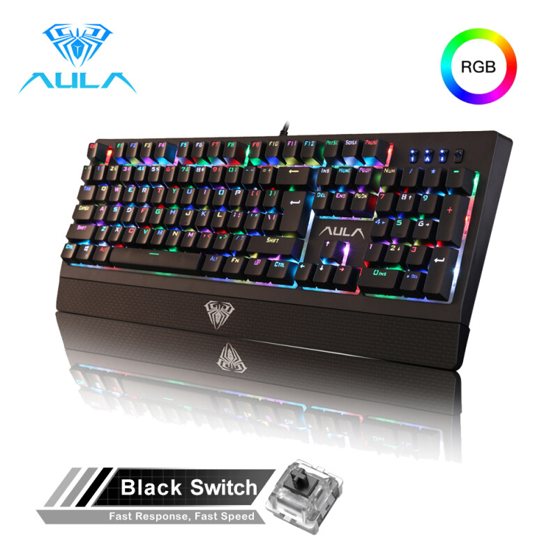 AULA S2018 Wing of Liberty FULL RGB Mechanical Keyboard, 104 keys Anti-ghosting Marco Programming 30 Kinds Cooling Lighting Effects with Wrist Rest Singapore