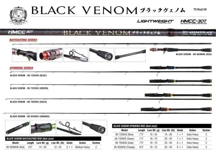 Seahawk Black Venom Fishing Rod New Model 2020 Butt Joint Spinning