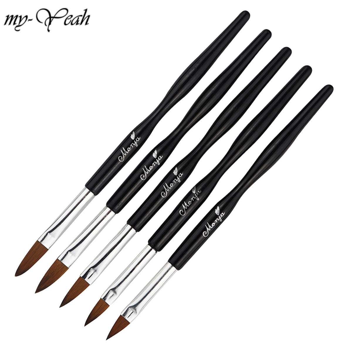 myyeah 5Pcs/set Nail Art Acrylic Liquid Powder Carving Flower Shaping Builder Brush Pen Nail Art Tool