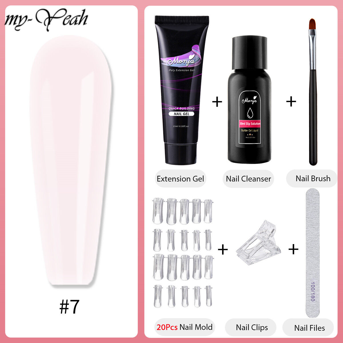 myyeah 6Pcs/Set Nail Art UV Builder Gel Nail Quick Extension Nail Tip Color Nail Tip French Nail Tip Form DIY Manicure Tool Set