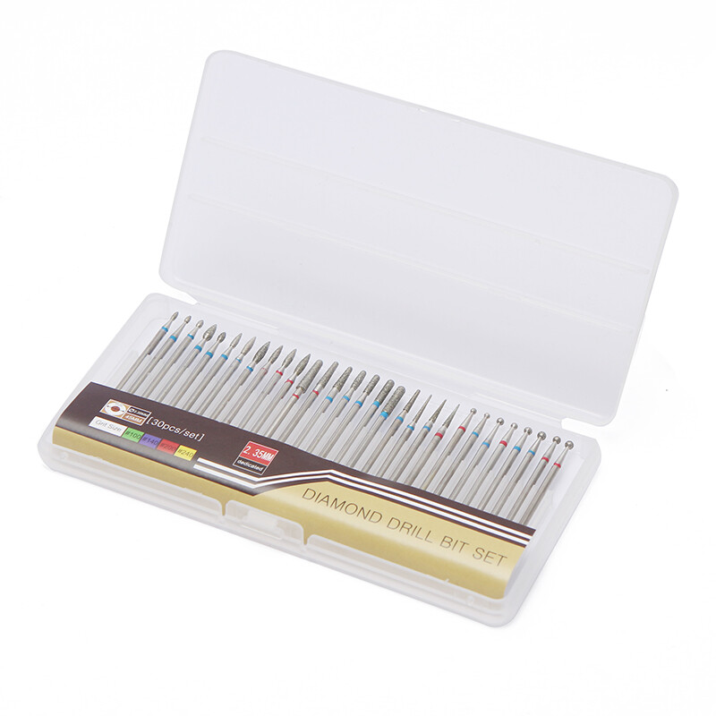 30pcs/lot Diamond Milling Cutter for Manicure Cuticle Files Nail Drill Bit Burr Rotary Electric Salon Machine Accessories Tools