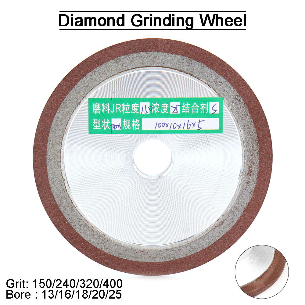 SI FANG 100mm x 16mm Diamond Disc Grinding Wheel Cutter Blade For Carbide Sharpener Cutter Tool Metal Alloy Milling Grinder Accessories Grit 150/240/320/400