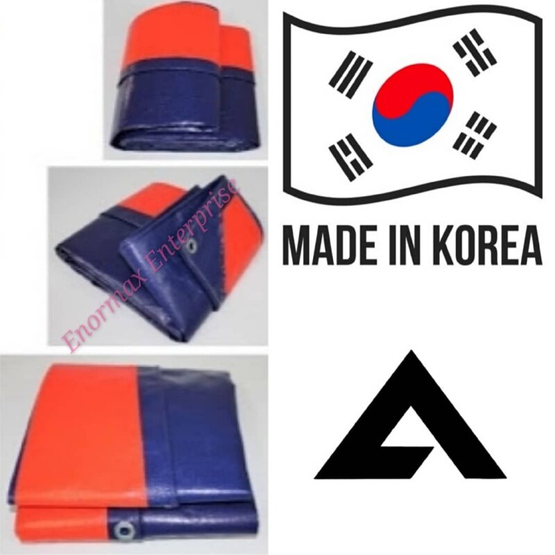 Korea 6ft X 12ft Blue Orange PE Tarpaulin Canvas Sheet 1414