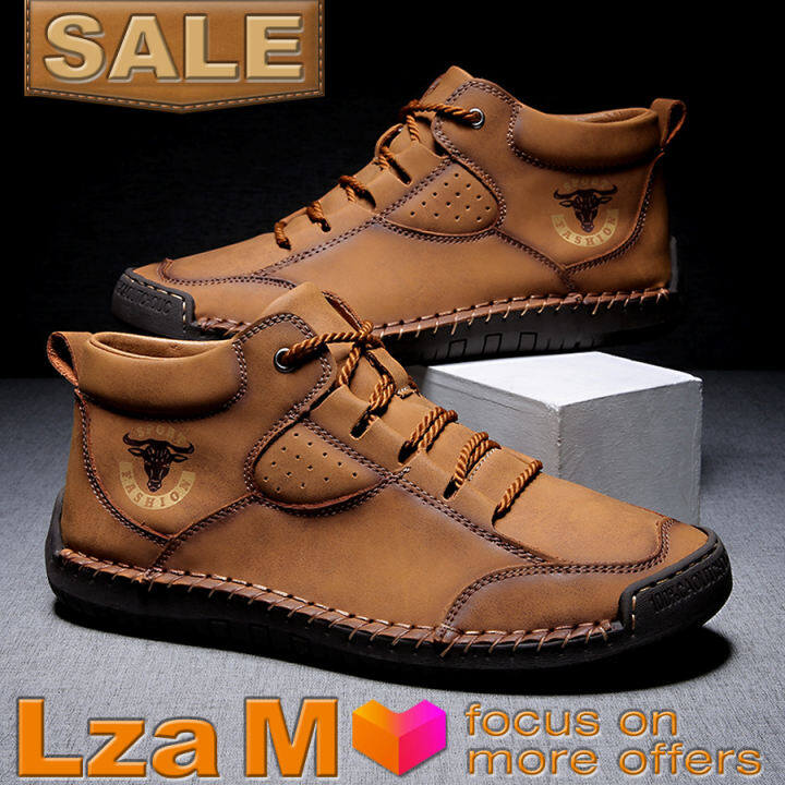 men vintage hand stitching comfort soft leather boots