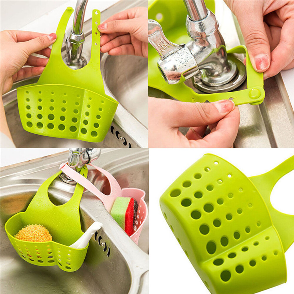 TUKE Kitchen Dish Cloth Sponge Storage bag Sink Holder Holder Soap Portable Home Hanging Drain Bag Sink Drainer Basket Sink Strainer Filter Kitchen Rack Storage Rack