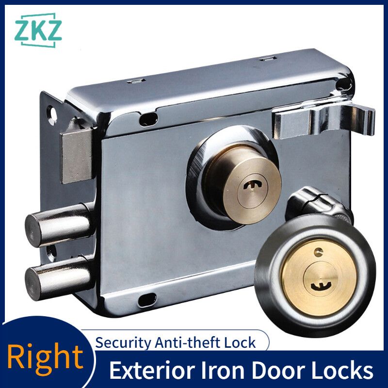 ZKZ Exterior Iron Door Locks Security Anti-theft Lock Multiple Insurance Lock Wood Gate Lock Hardware