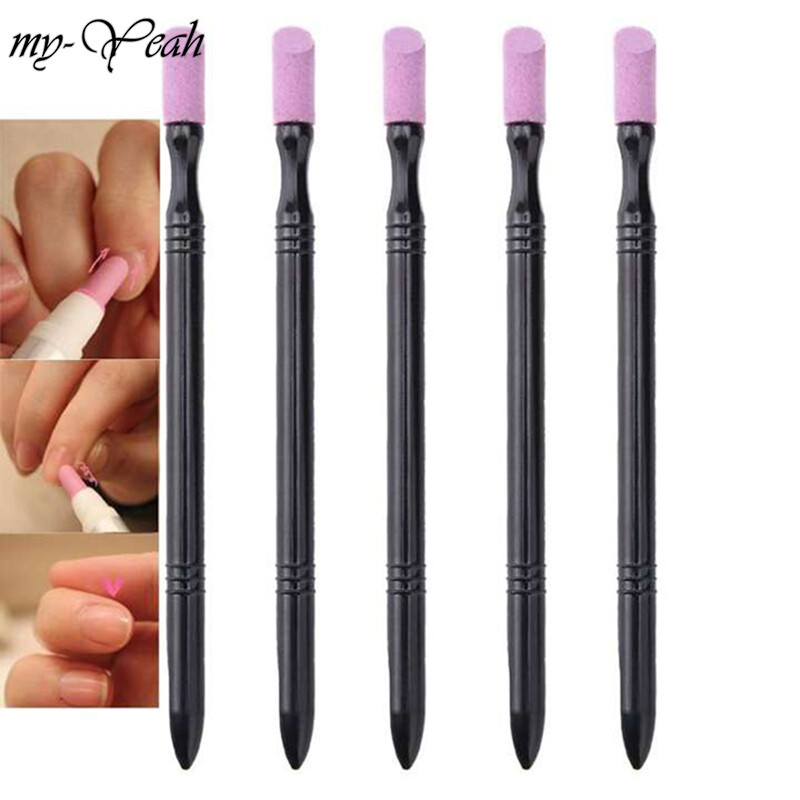 5Pcs Nail Art Double-end Quartz Scrubs Stone Pusher Trimmer Stick Cuticle Dead Skin Remover Spoon Nail Care Set