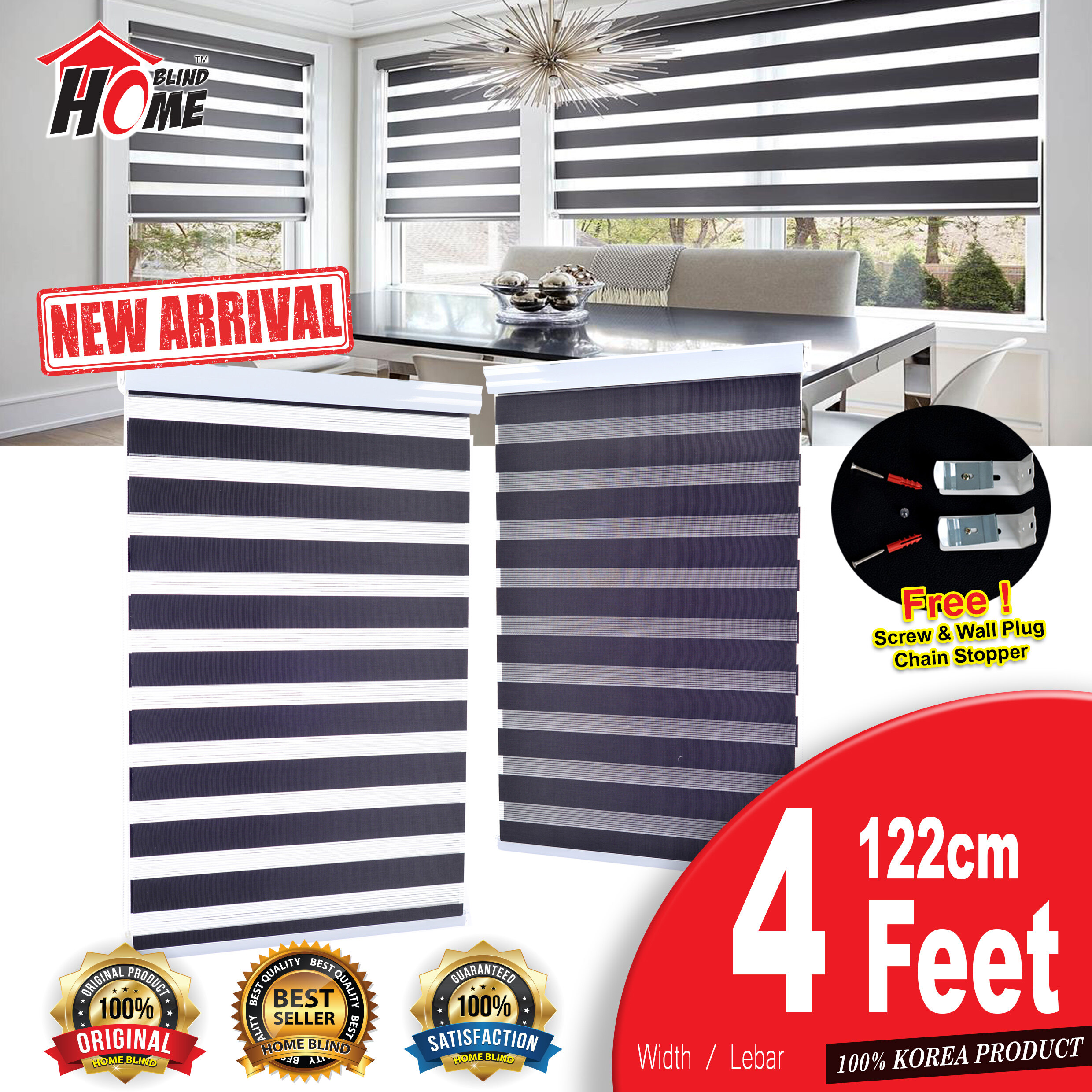 Bellerose Korea Zebra Blinds Width 4 Feet 122cm X Height 6 Feet 183cm Langsir Bidai Korea Free Screw Wall Plug Lazada