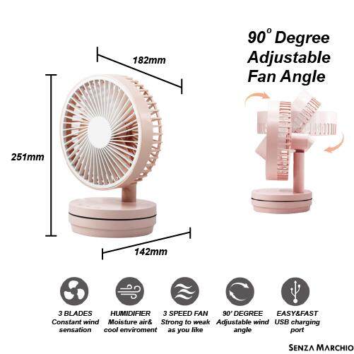 3in1 Portable USB Desktop Fan with Humidifier with LED Night Light