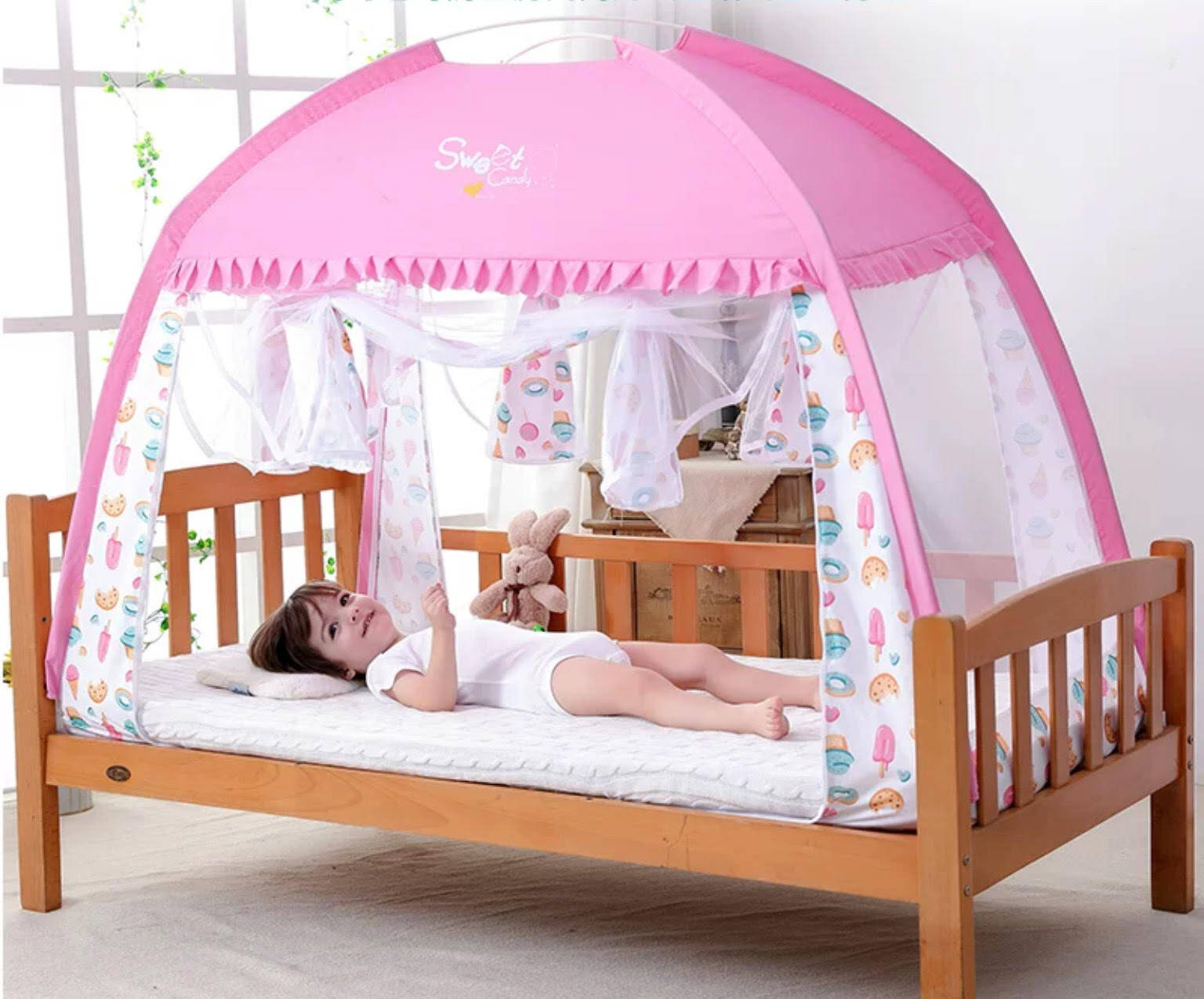bed tent pink