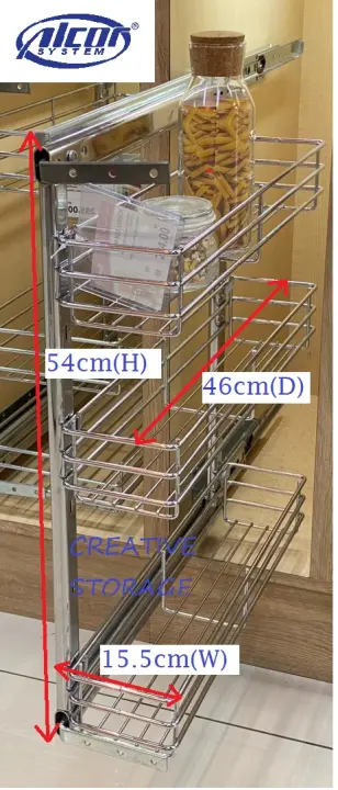 Alcor System Pull Out Pantry Organiser Kitchen Base Storage Wire Basket For Cabinet Width 300mm 200mm Lazada