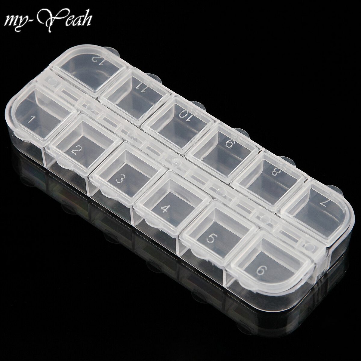 myyeah 12 Grid Nail Art Clear Empty Plastic Storage Case Rhinestone Bead Dried Flower Earring Jewelry Box Container Nail Art kit Holder