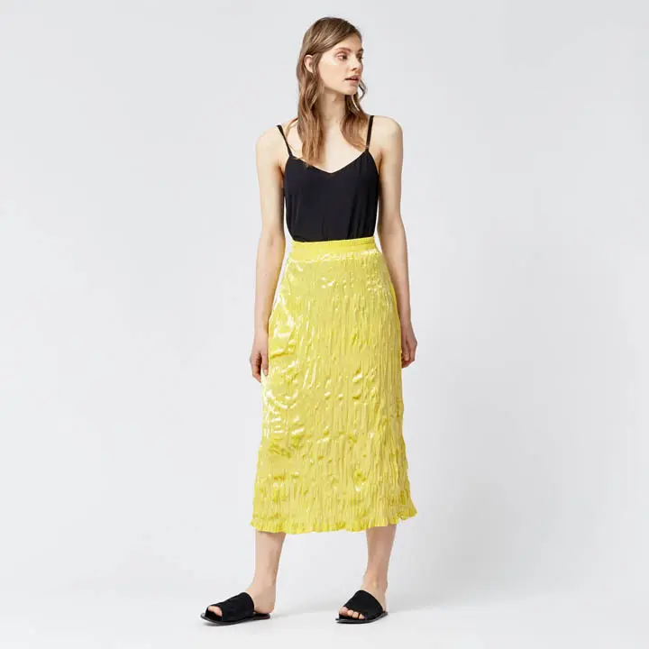 crushed velvet midi skirt