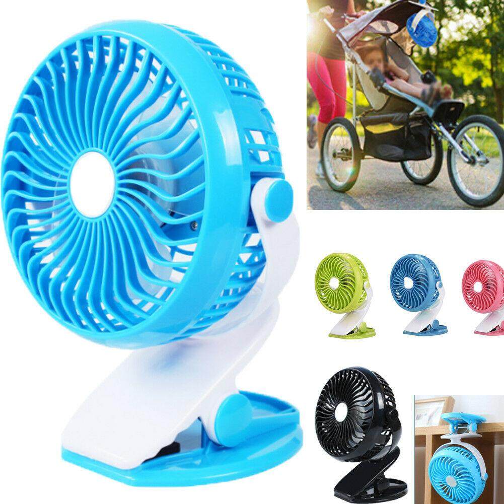 360° Portable Travel Fan Rechargeable USB Clip On Mini Desk Home Cot Car Fan