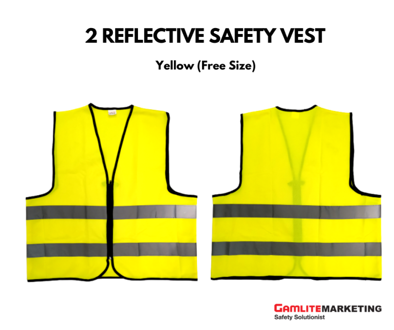 BA-V005 SAFETY VEST, ZIPPER, FREE SIZE WITH REFLECTIVE STRIPE (YELLOW) - READY STOCK