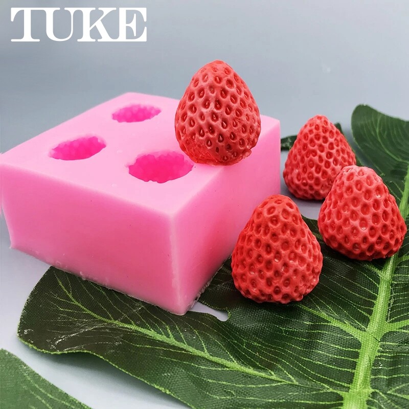 TUKE Fruit Strawberry Silicone Mould Fondant Chocolate Jelly Making Cake Tool Decoration Mold Oven Steam Available DIY Clay Resin Art