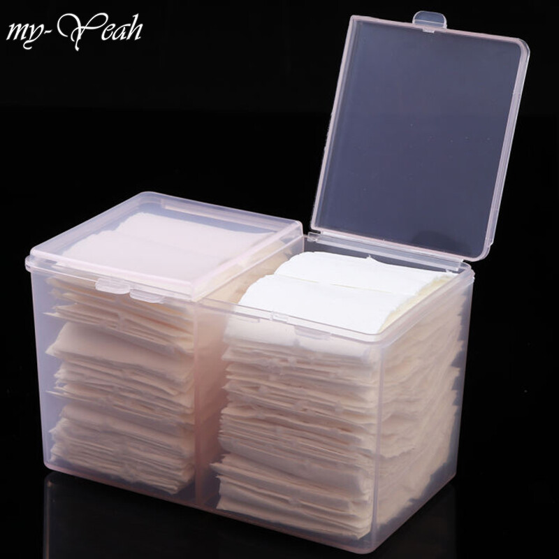 2 Compartments Clear Remover Cotton Pad Swab Container Nail Art Tool Cotton Swabs Organizer Glitter Powder Storage Box