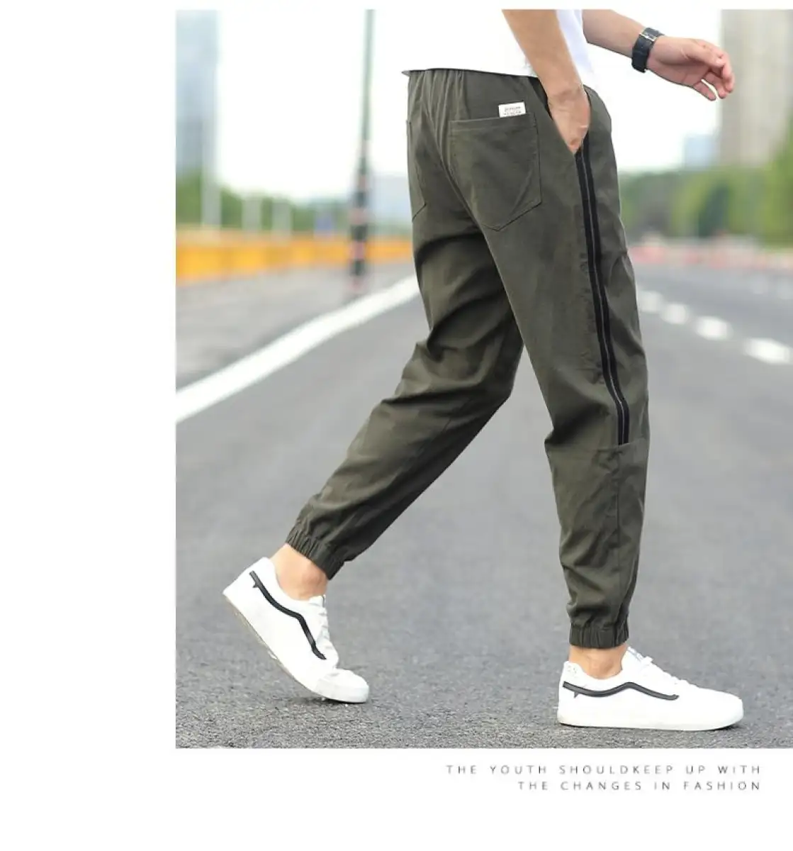 mens loose fit cotton trousers