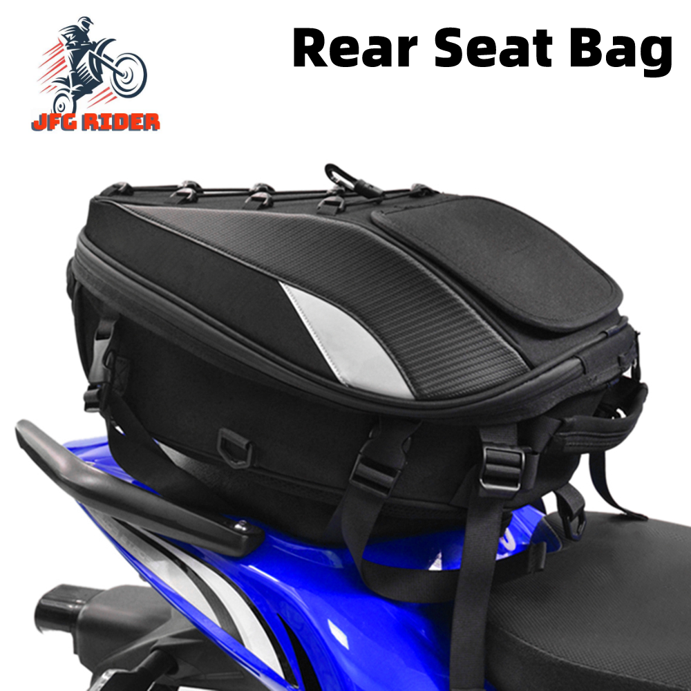 Black Motorcycle Tail Bag Multi-functional Travel Rear Rider Large Capacity Back Seat Universal Sport Waterproof Cover Scooter Durable Tool Pack